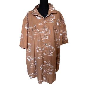 Boulder Creek Trading Company Shirt Men Tall Button Down Tan with White Fishing